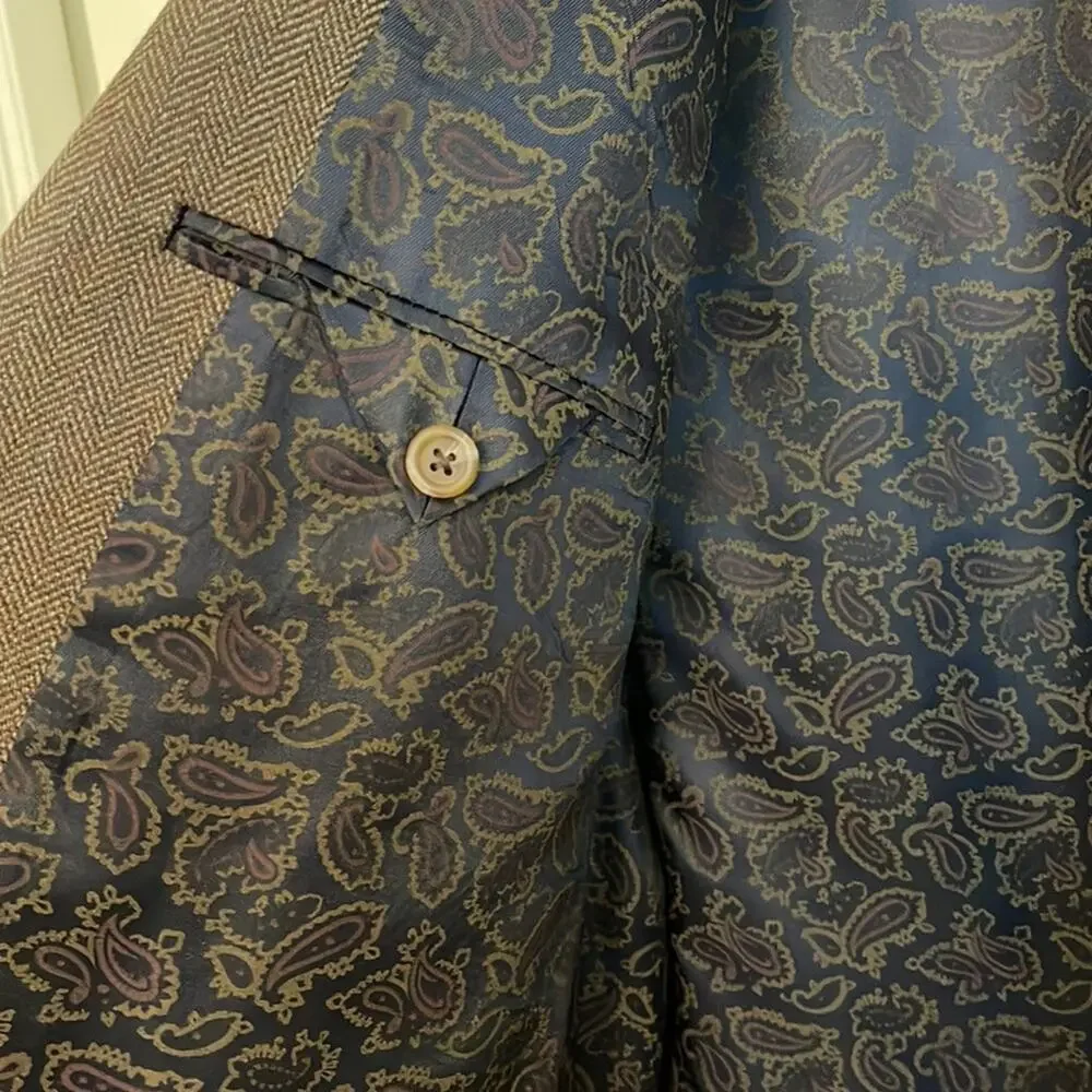 Turnbury Brown Herringbone Wool Casual Sport Coat - NWT - Size Large